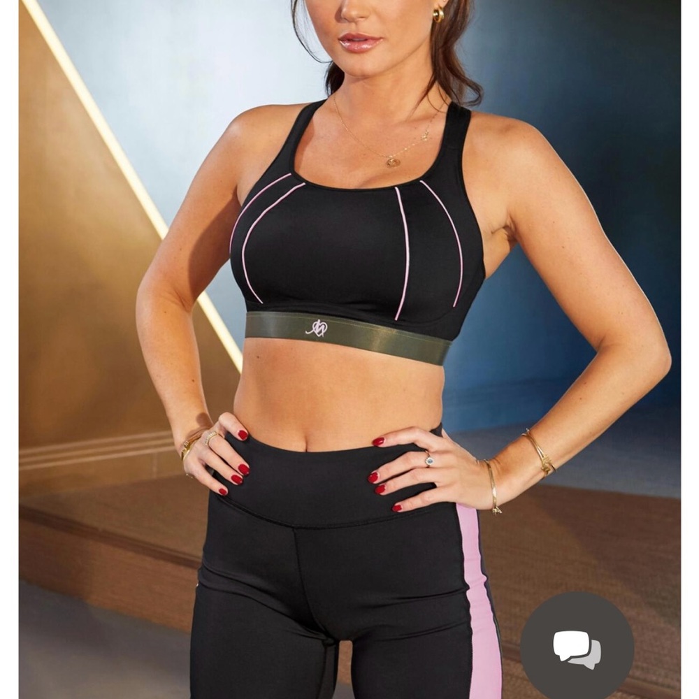 Pour Moi Black and Pink Sports Bra 32D